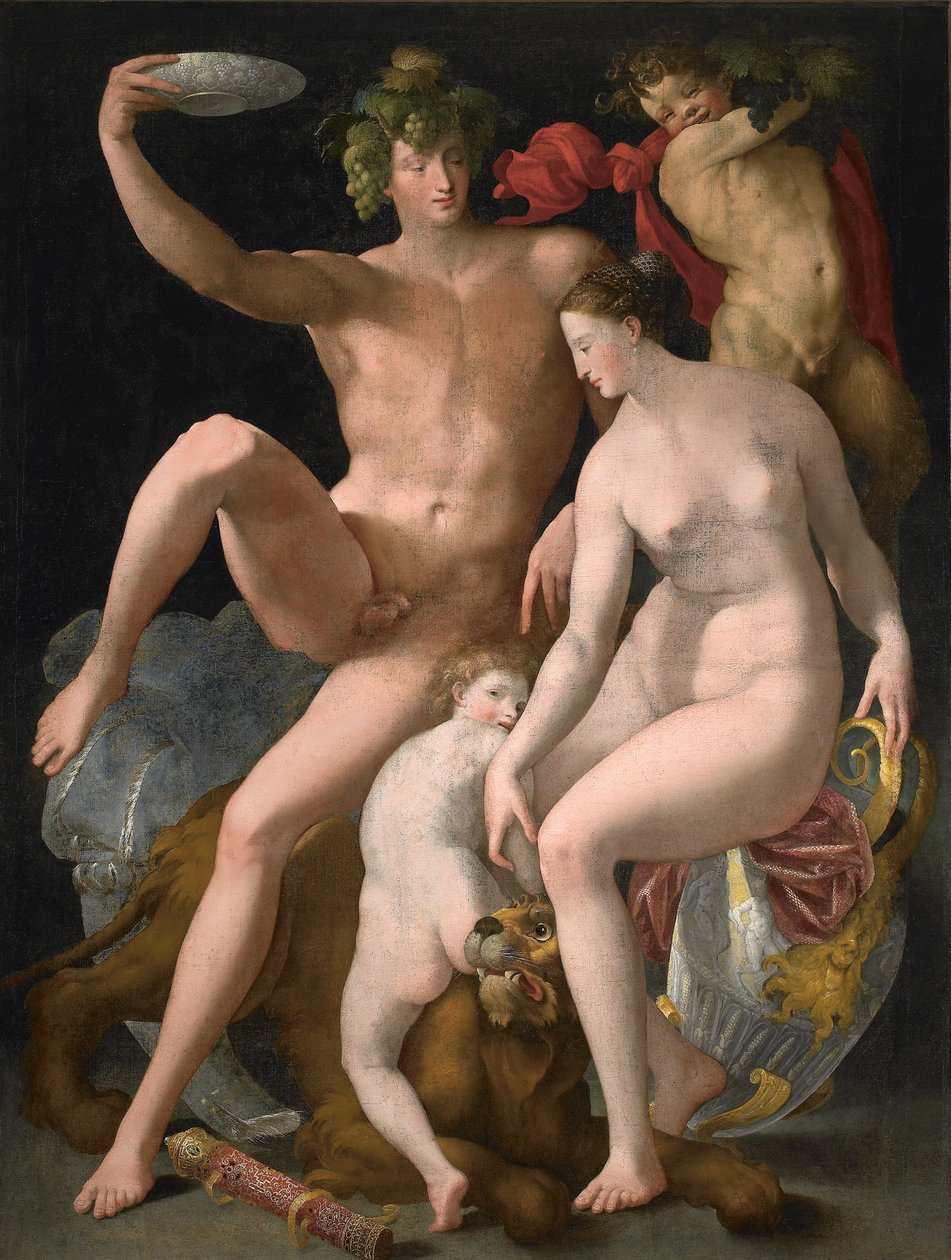 Bacchus, Venus ja Cupid, n. 1535. tekijältä Rosso Fiorentino