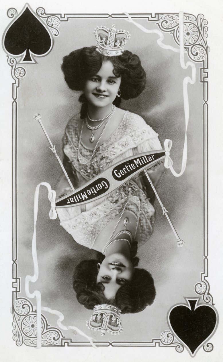 Gertie Millar, brittiläinen näyttelijä ja laulaja, 1905. tekijältä Rotary Photo