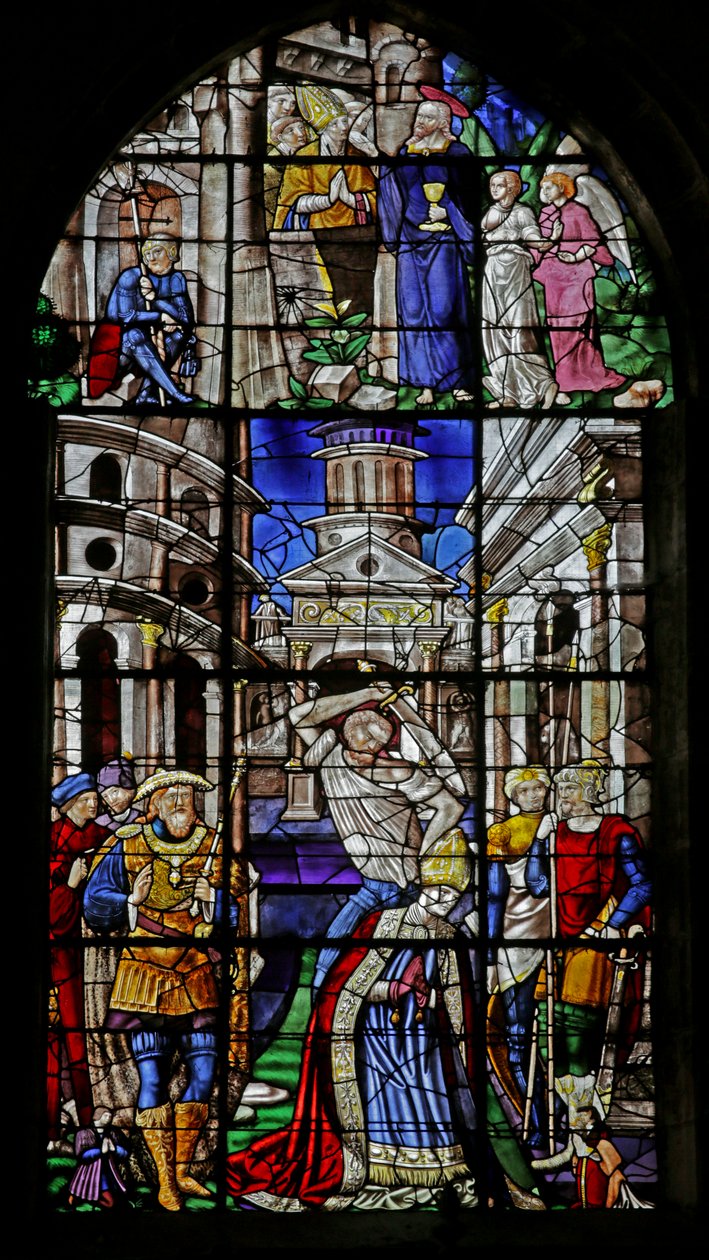 Ikkuna, joka kuvaa St Denisin teloitusta, 1530-40 tekijältä Rouen School