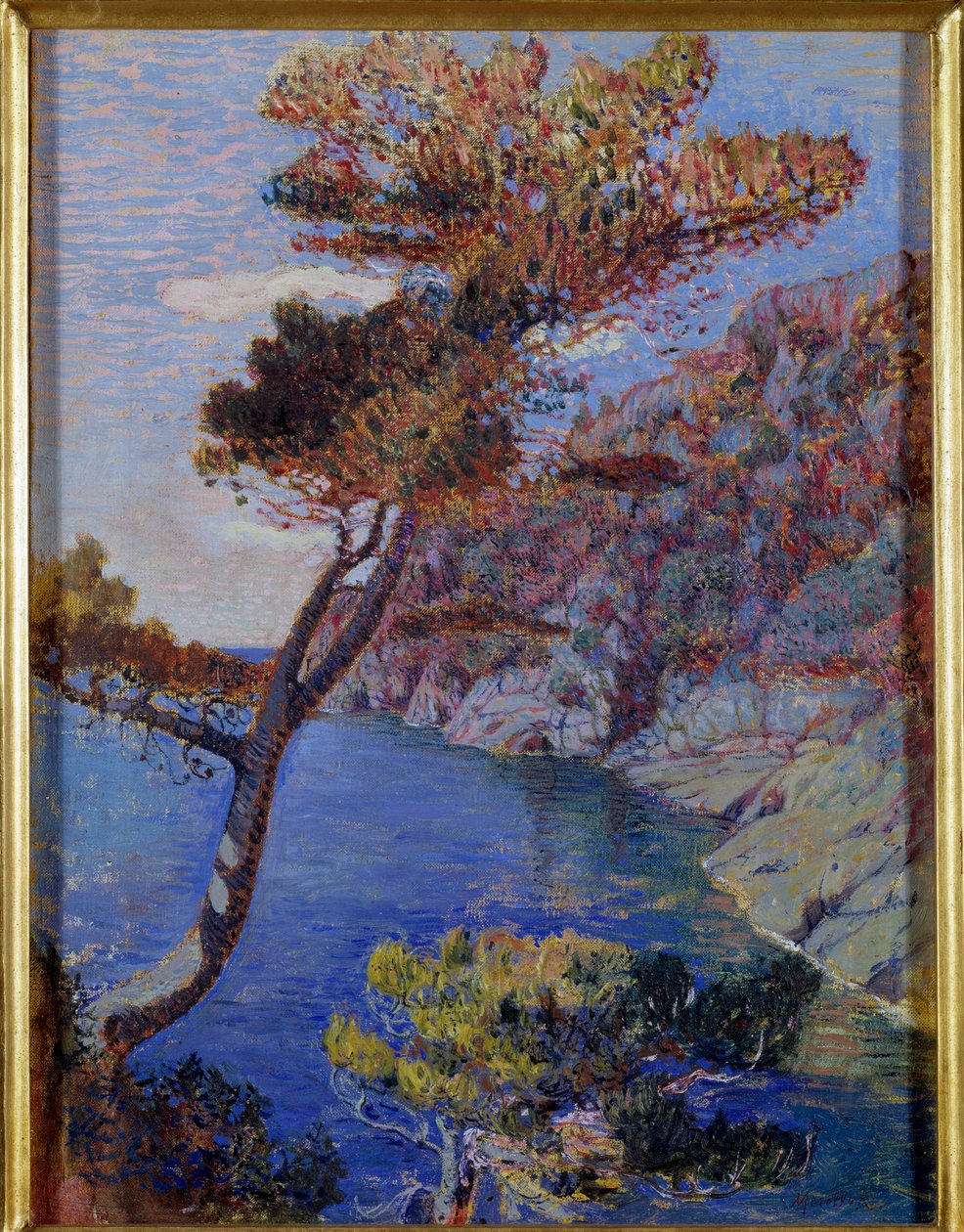 Näkymä Portofinoon, Italiaan Rubaldo Merellon maalaus (1872-1922) Koko 60x46 cm Genes, Galleria d