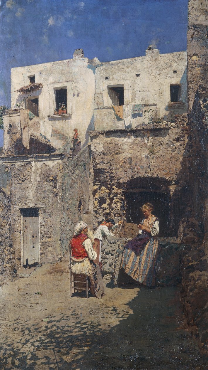 Aurinko, kirjoittanut Rubens Santoro (1859-1942), öljy paneelille. Italia, 1900-luku. tekijältä Rubens Santoro