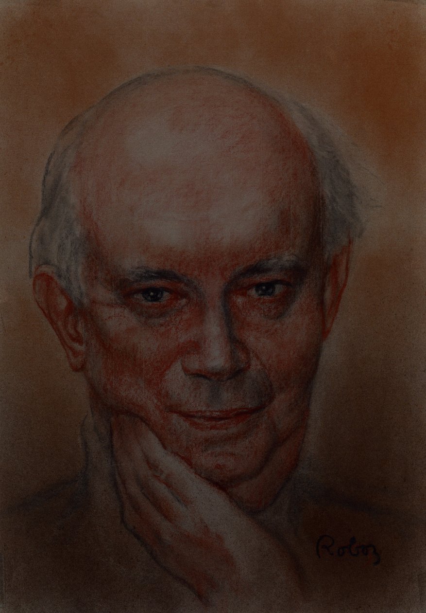 Alan Ayckbourn pastellivärinen muotokuva Zsuzsi Roboz c tekijältä Rudolf Eichstaedt