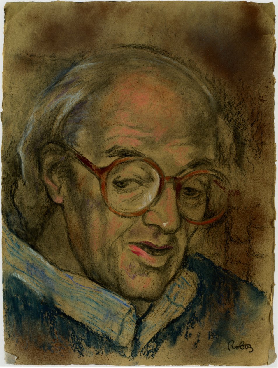 Zsuzsi Robozin pastellivärinen muotokuva Sir John Mortimer tekijältä Rudolf Eichstaedt