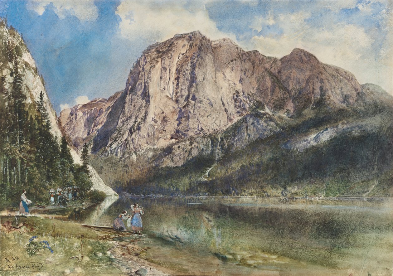 Altaussee -järvi ja Trissel -vuoren kasvot tekijältä Rudolf von Alt