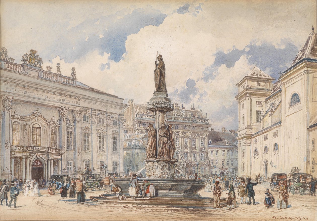 Wien, Freyung mit Austriabrunnen tekijältä Rudolf von Alt