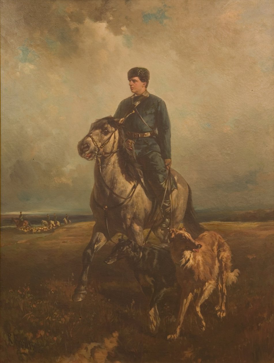 Venäjän suurruhtinas Vladimir Aleksandrovitš 1847-1909 Metsästyksellä, 1890-luku tekijältä Rudolf Ferdinandovich Frenz