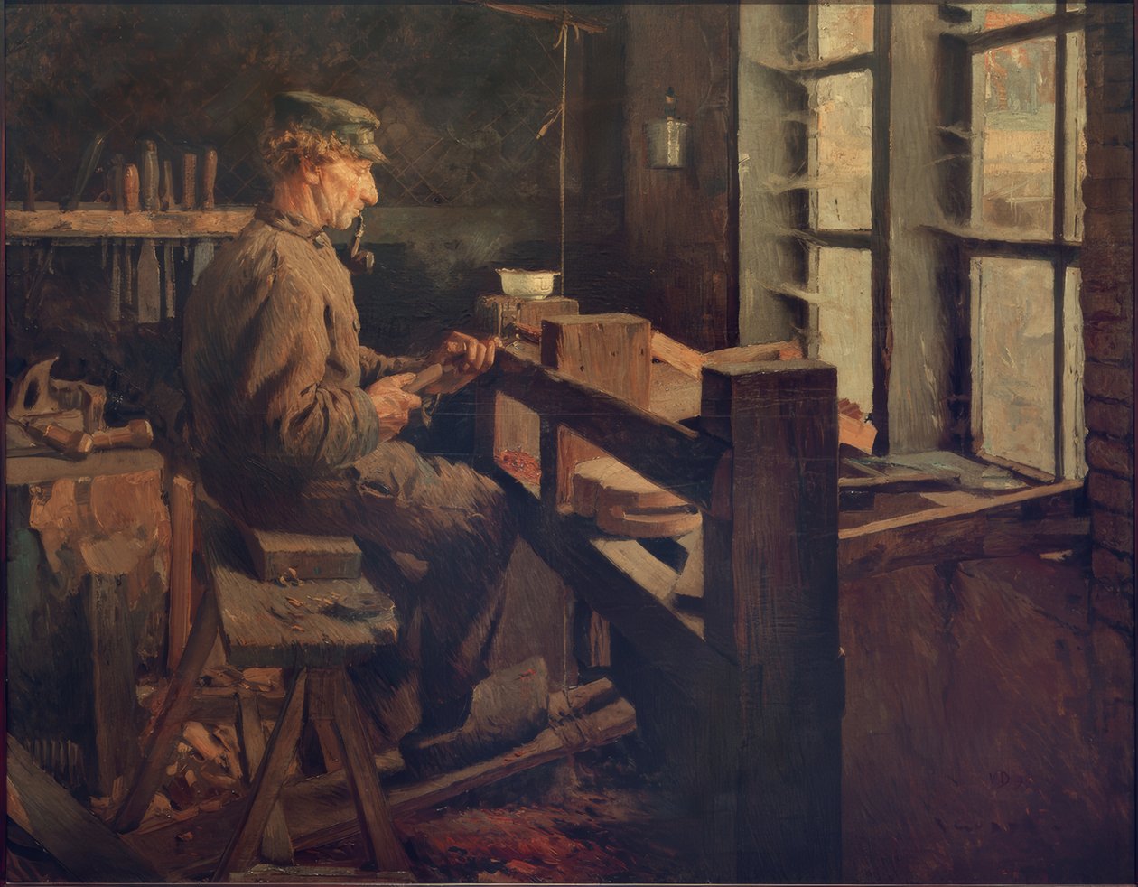 Hollantilainen sorvari työssään (Blokje-Maker) tekijältä Rudolf Gudden