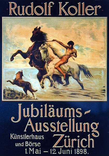Jubilaums Ausstellung -julisteen jäljennös, juhlanäyttely, Zürich tekijältä Rudolf Johann Koller