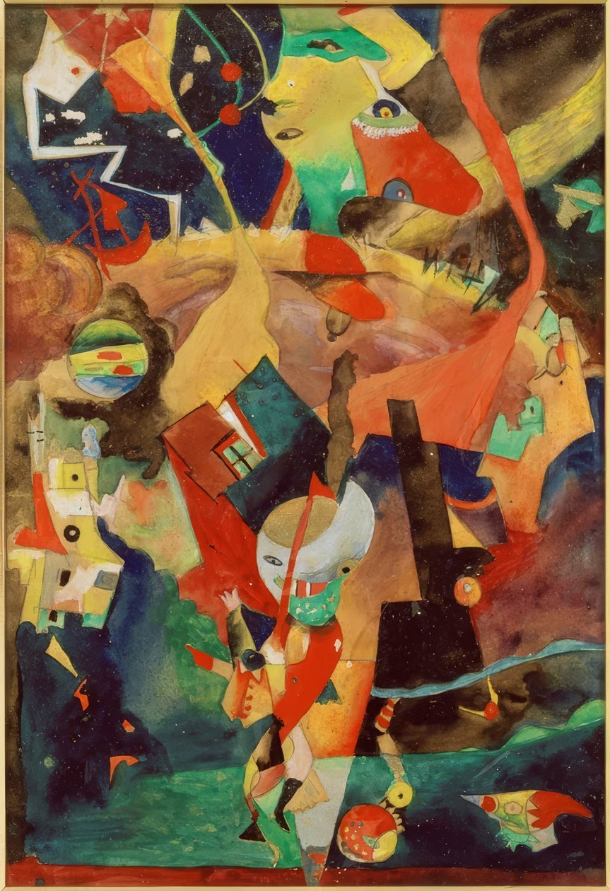 Apokalyptinen maisema, jossa on myyttisiä olentoja ja hahmoja tekijältä Rudolf Schlichter