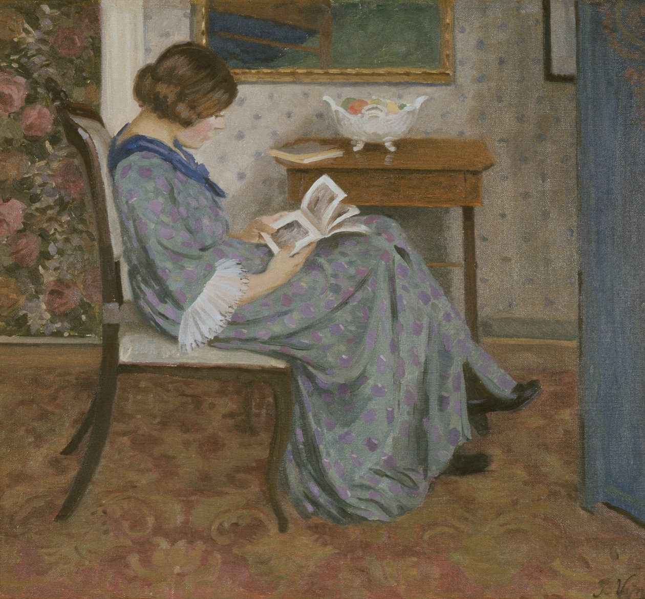 Sininen lukija, noin 1908 (öljy kankaalle) tekijältä Rudolf Vejrych