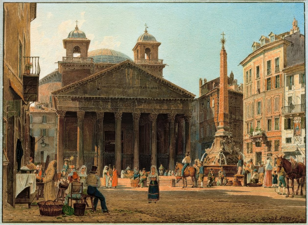 Das Pantheon und die Piazza della Rotonda Roomassa tekijältä Rudolf von Alt