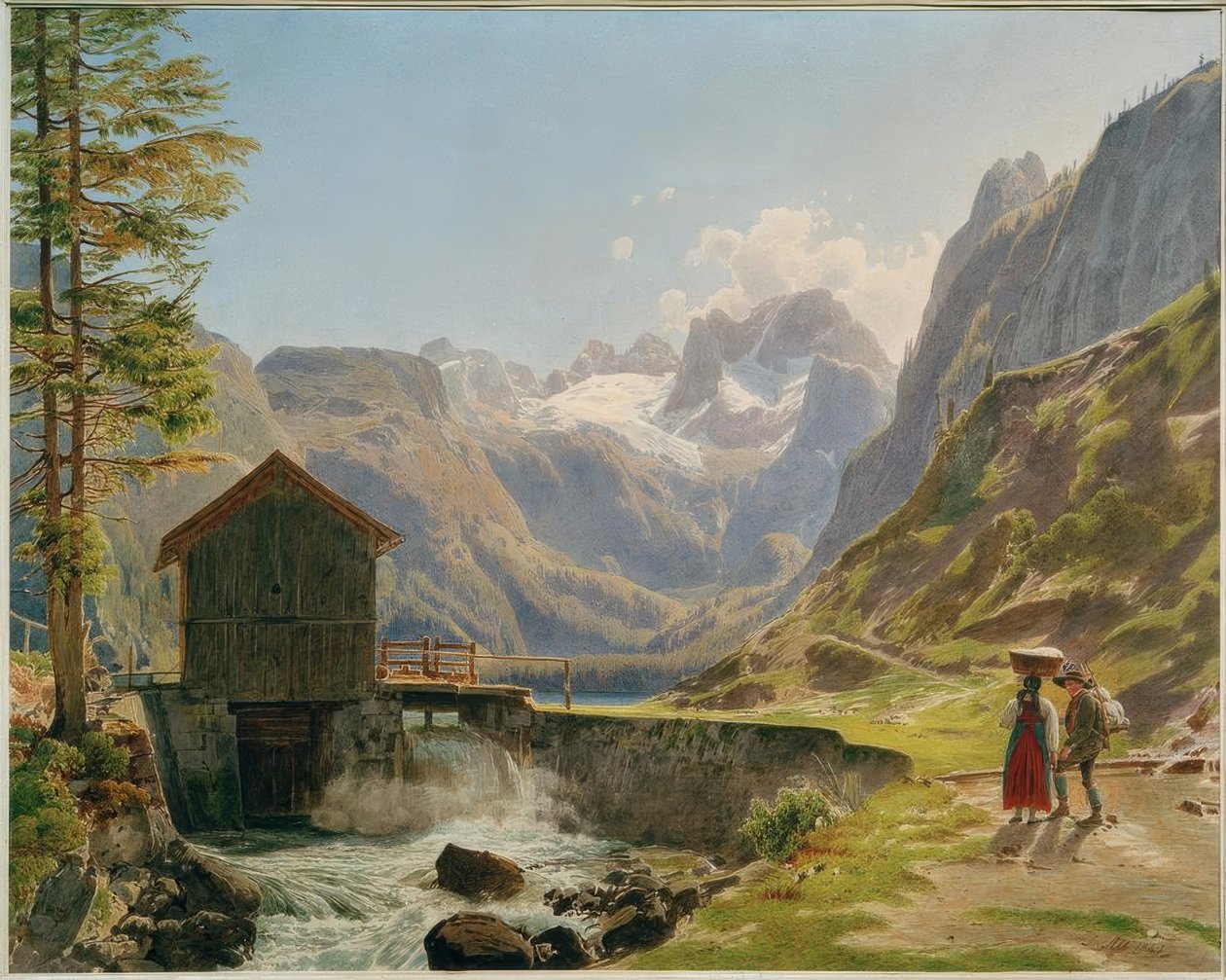 Der Dachstein im Salzkammergut vom Vorderen Gosausee tekijältä Rudolf von Alt