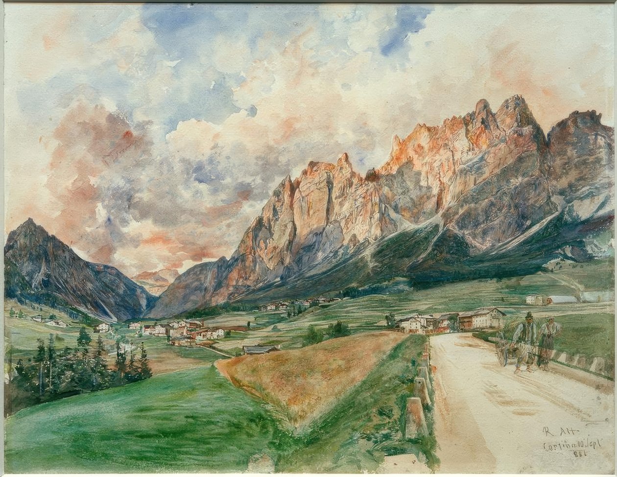 Pomagagnonin seinät Cortina dAmpezzon kanssa tekijältä Rudolf von Alt