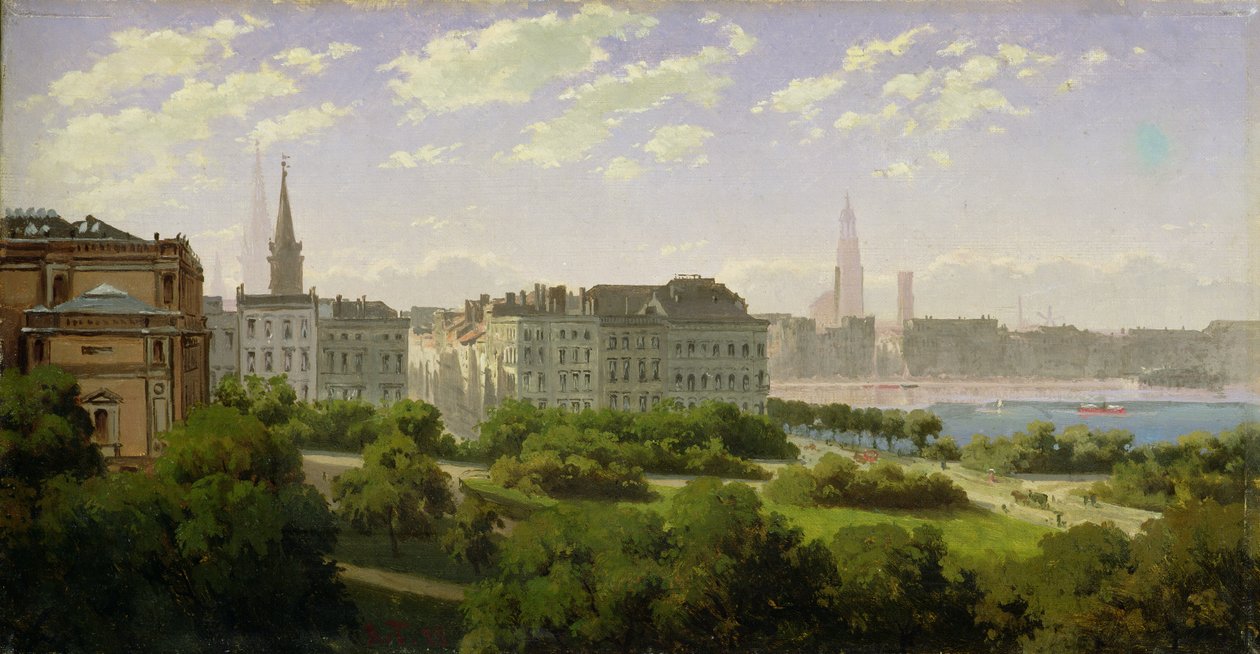 Hampurin taidehalli ja Wallanlagen Glockengiesserwalissa, 1875 tekijältä Rudolf von Turcke