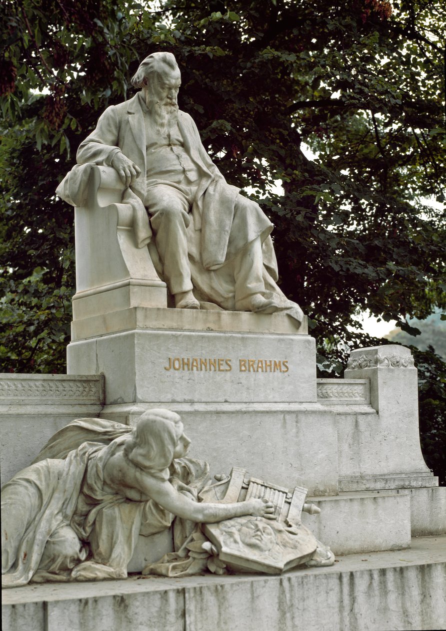Rudolf von Weyrin (1847-1914) ohjaama muistomerkki saksalaisen säveltäjän Johannes Brahmsin (1833-1897) kunniaksi. Ressel Park, Wien, Itävalta tekijältä Rudolf von Weyr