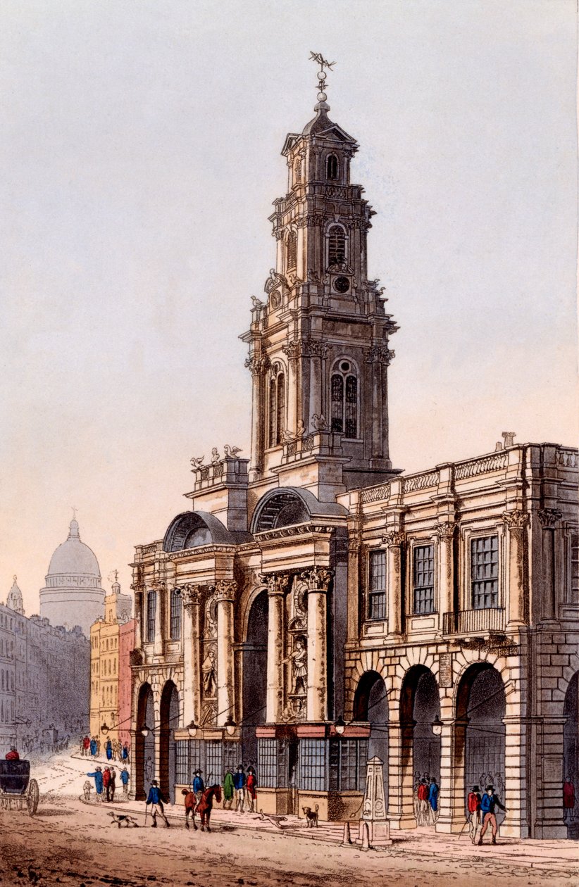 The Royal Exchange, 1816 (väriakvatinta) tekijältä Rudolph Ackermann