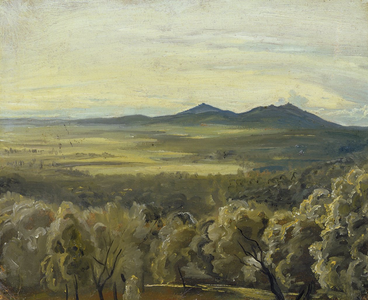 Italian maisema, 1833 (öljy paperille asetettu pahviin) tekijältä Rudolph Friedrich Wasmann
