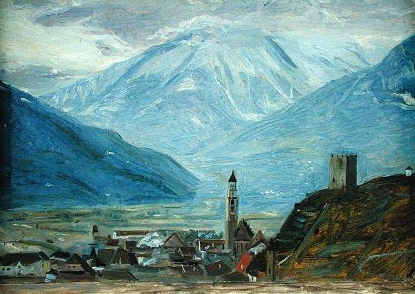 Merano lumessa, n. 1840 (öljy paperille pahville) tekijältä Rudolph Friedrich Wasmann