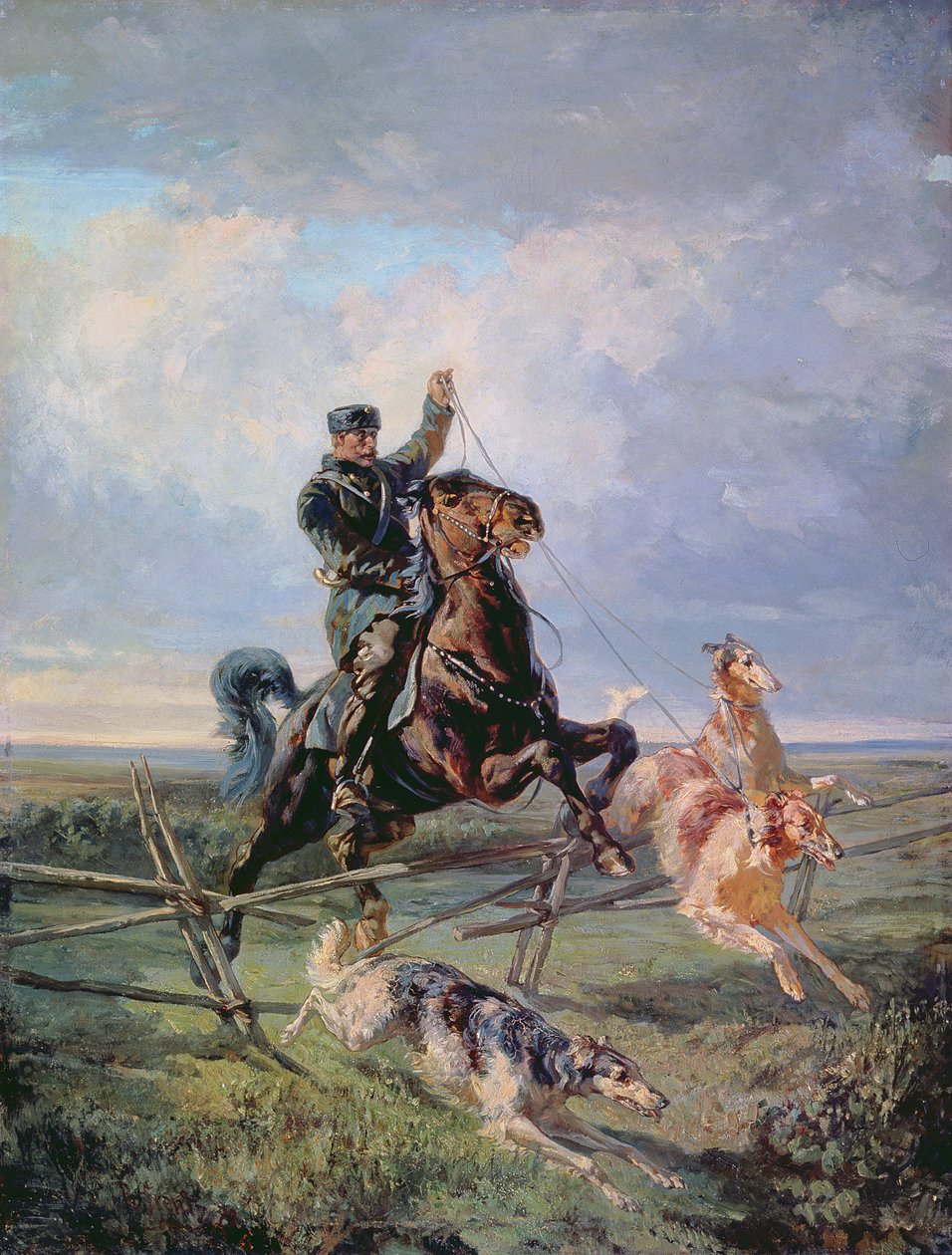 Metsästäjä Borzoisien kanssa, 1872 tekijältä Rudolph Frenz