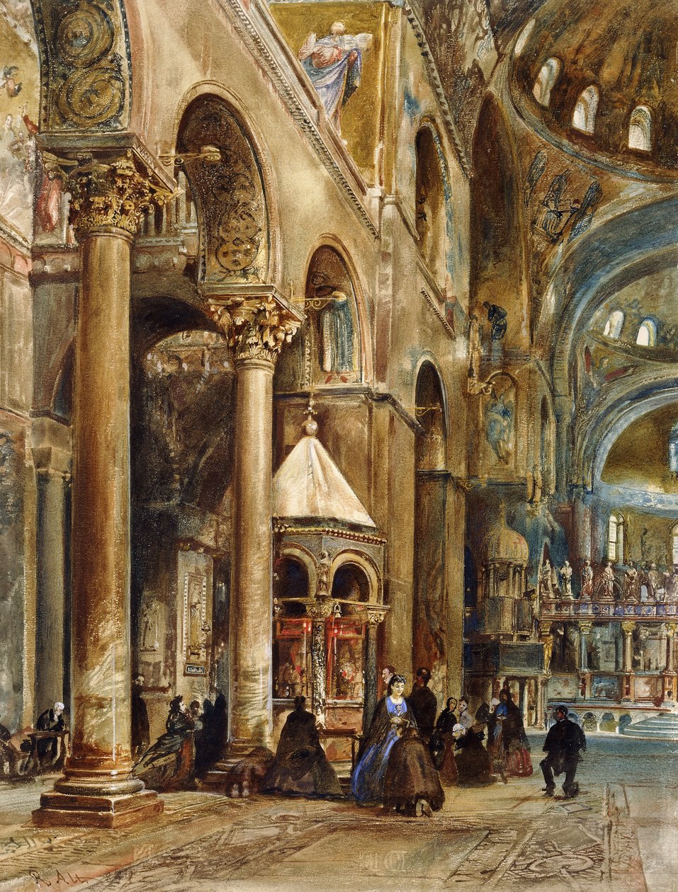 Basilica di San Marcon sisustus, Venetsia, 1884 tekijältä Rudolf von Alt