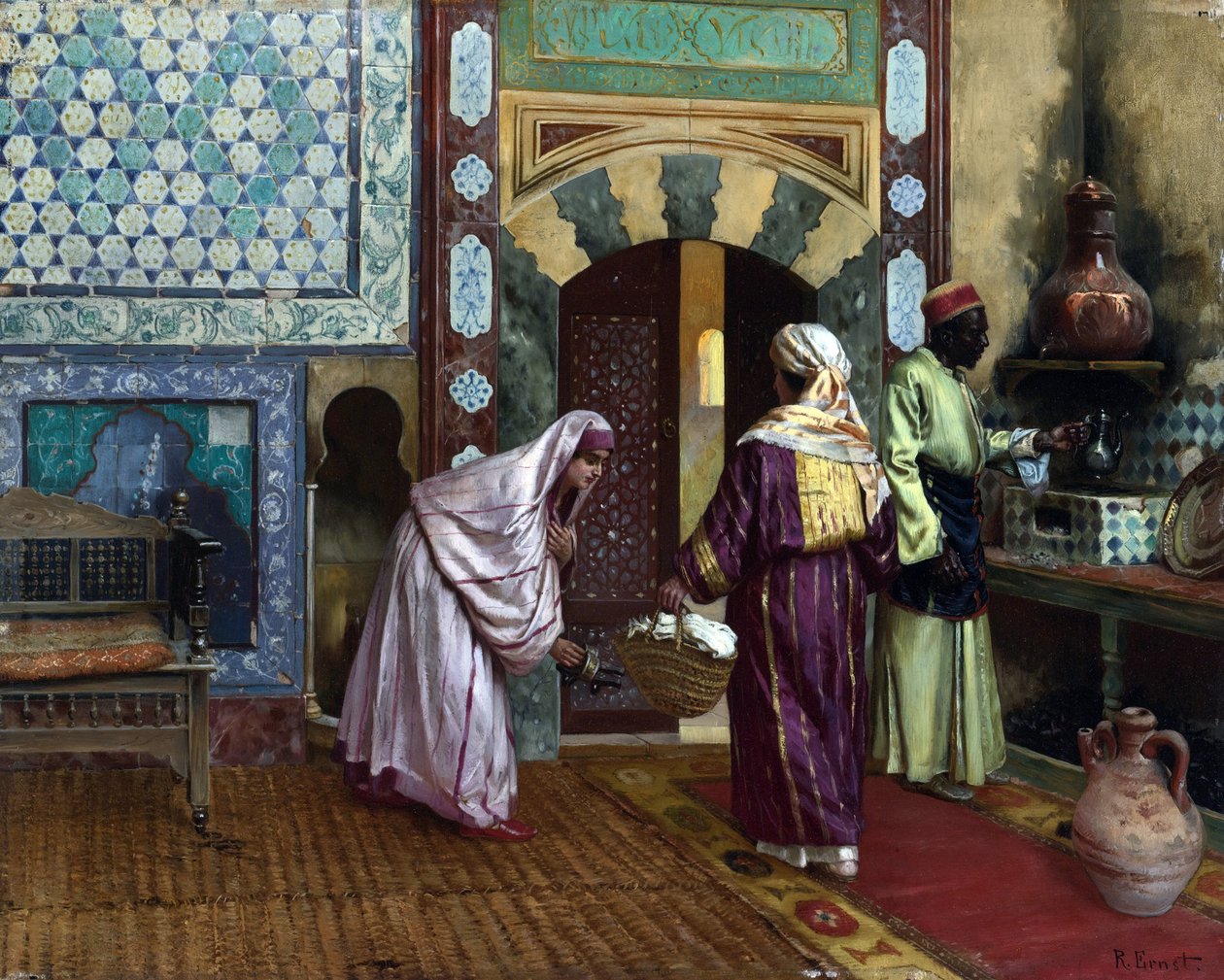 Hammam par Ernst, Rudolf (1854-1932), - Öljy kankaalle, 48,8x60,9 - Yksityiskokoelma tekijältä Rudolphe Ernst