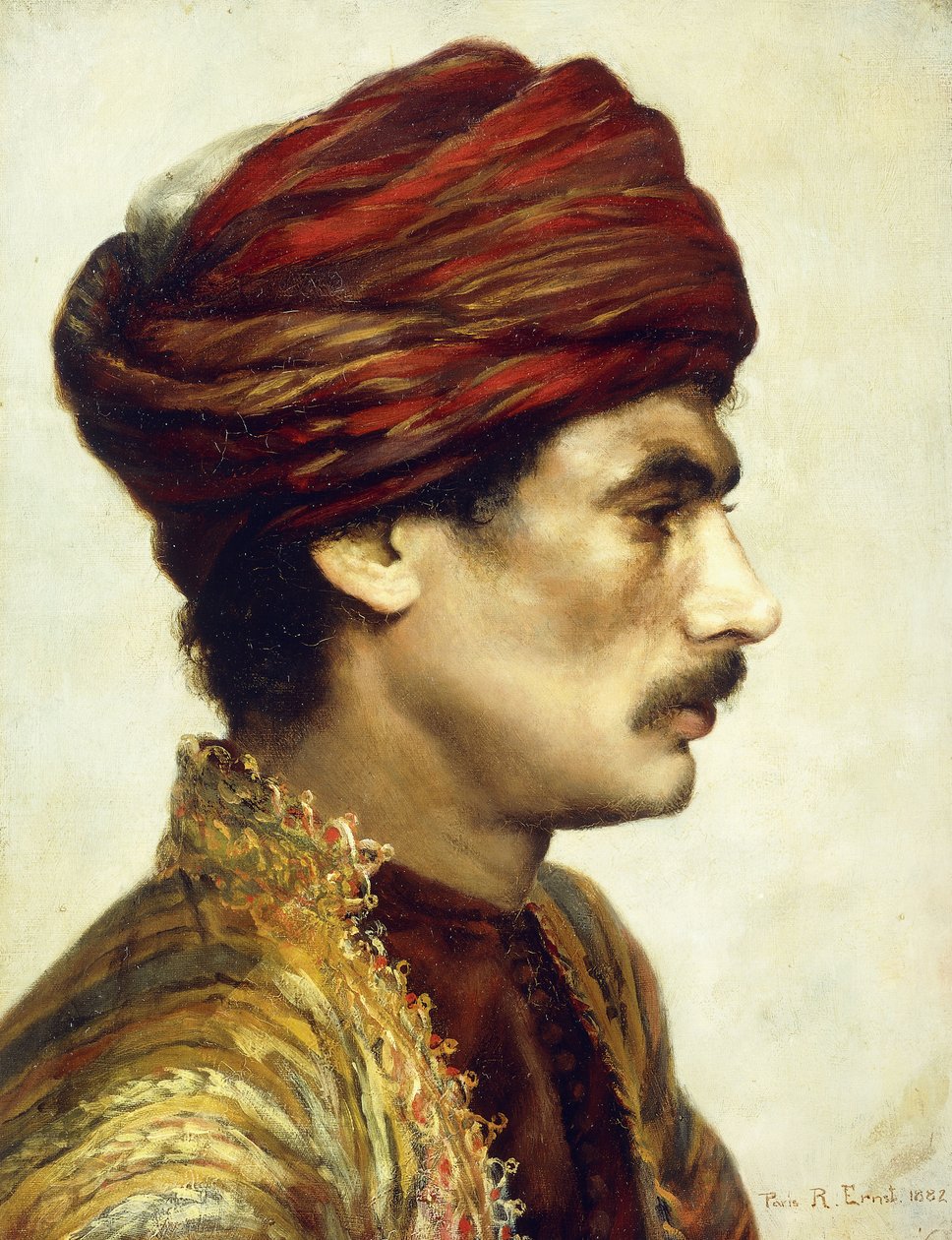 Profiilimuotokuva miehestä punaisessa turbaanissa, 1882 tekijältä Rudolphe Ernst