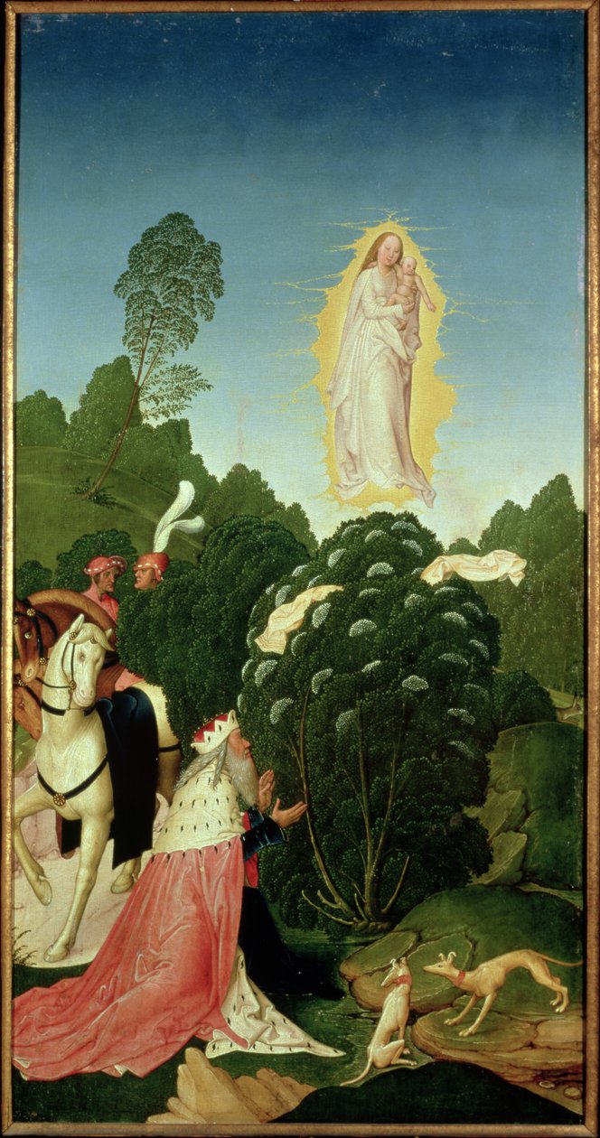 Hunnun löytö, Pyhän Leopoldin legenda, 1505 (tempera paneelissa) tekijältä Rueland, the Younger Frueauf