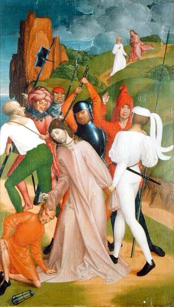 Kristuksen pidätys, Passion-sarjasta (tempera paneelissa) tekijältä Rueland the Younger Frueauf