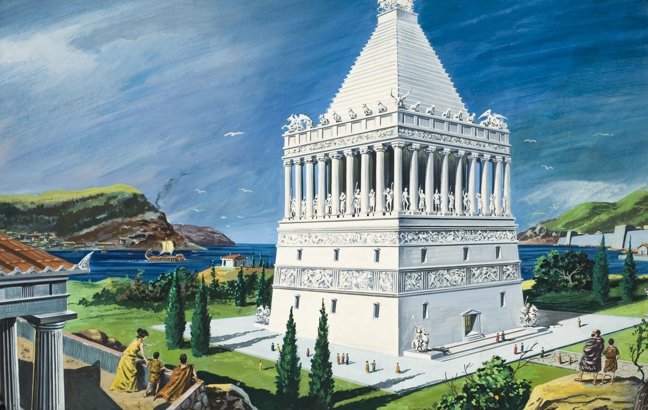 Halikarnassoksen mausoleumi, valmistui 353 eaa. (guassi paperille). tekijältä Ruggero Giovannini