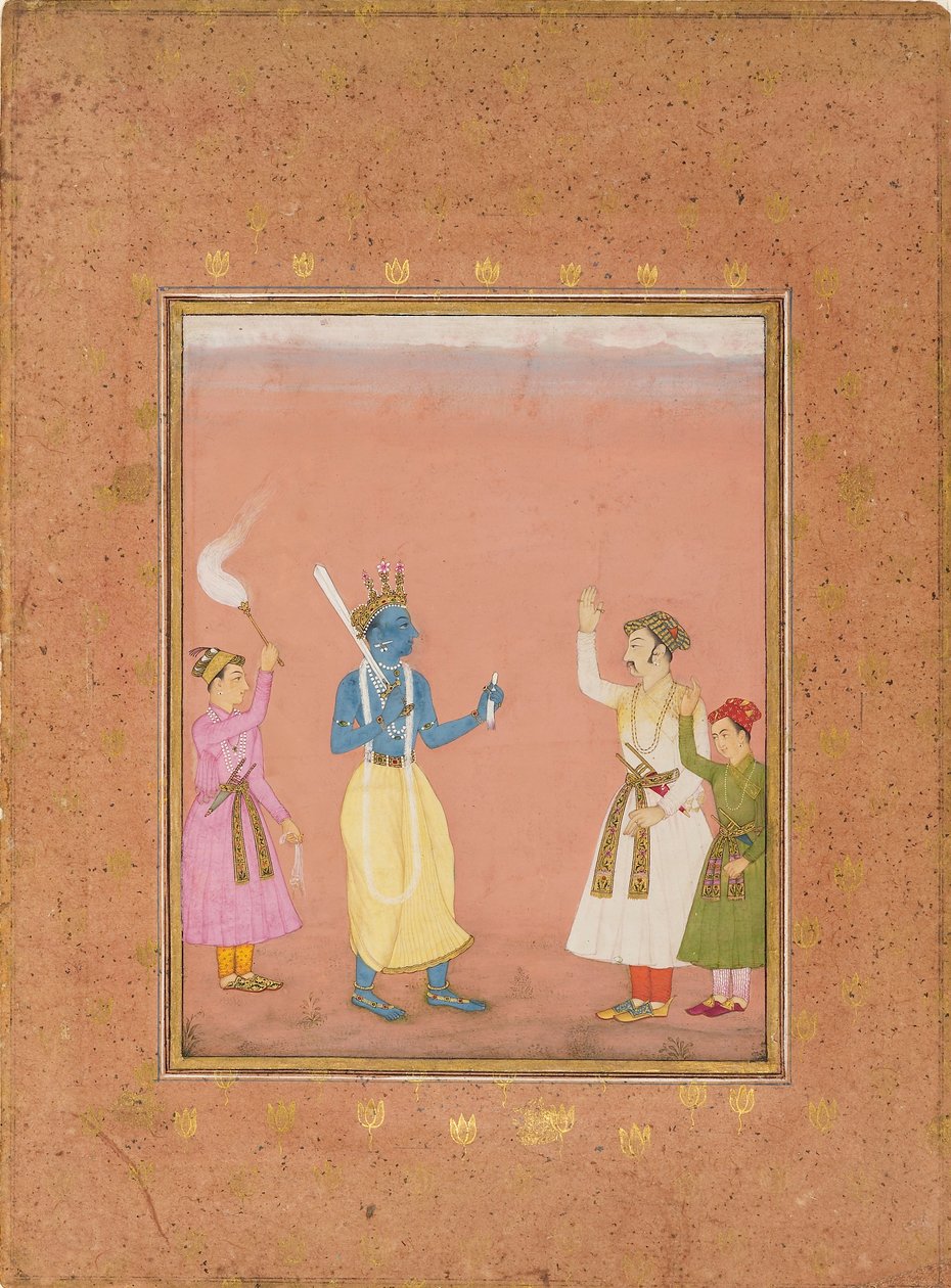 Prinssien tervehtimä sankari, joka kuvaa musiikkitilaa Kanada Ragini, c1680 tekijältä Ruknuddin