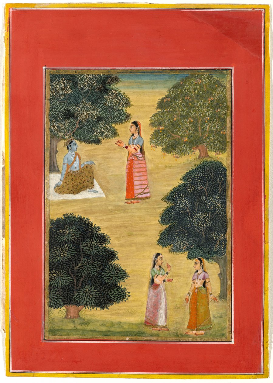 Krishna ja Radha, 1684 (läpinäkymätön wc paperilla) tekijältä Ruknudin of Bikaner