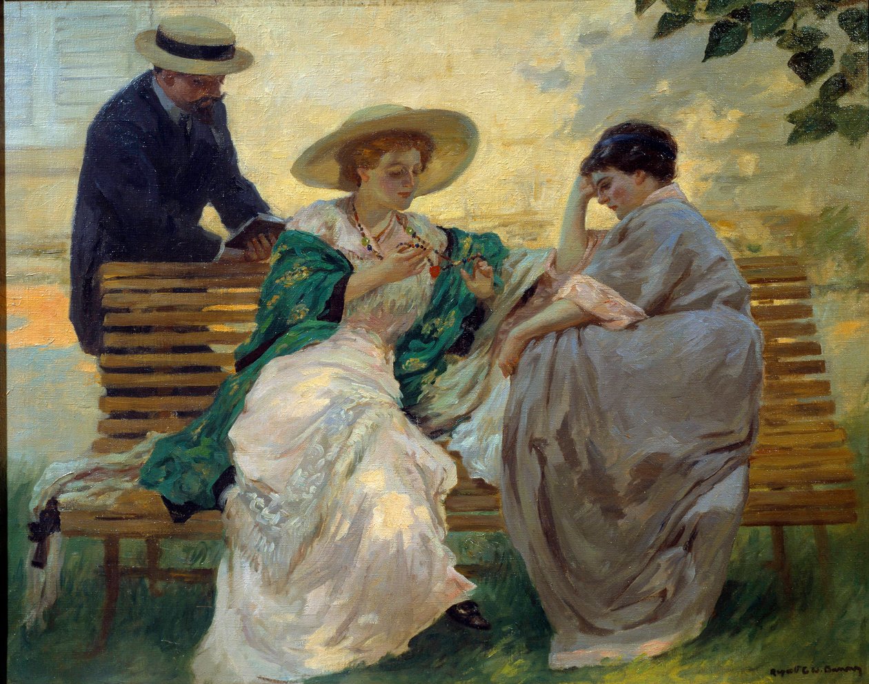 Hyvä aika: "Puhu" Porvarillinen lukeminen penkillä, Rupert Bunny (1864-1947) 1885 tekijältä Rupert Charles Wolston Bunny