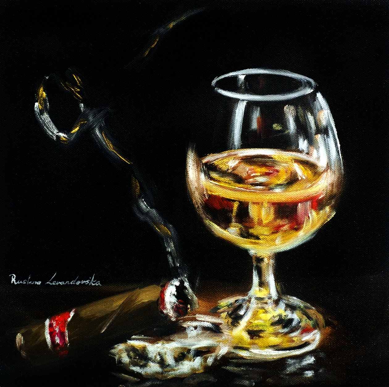 Herrasmiehen malja, 2025 (öljy kankaalle) tekijältä Ruslana Levandovska