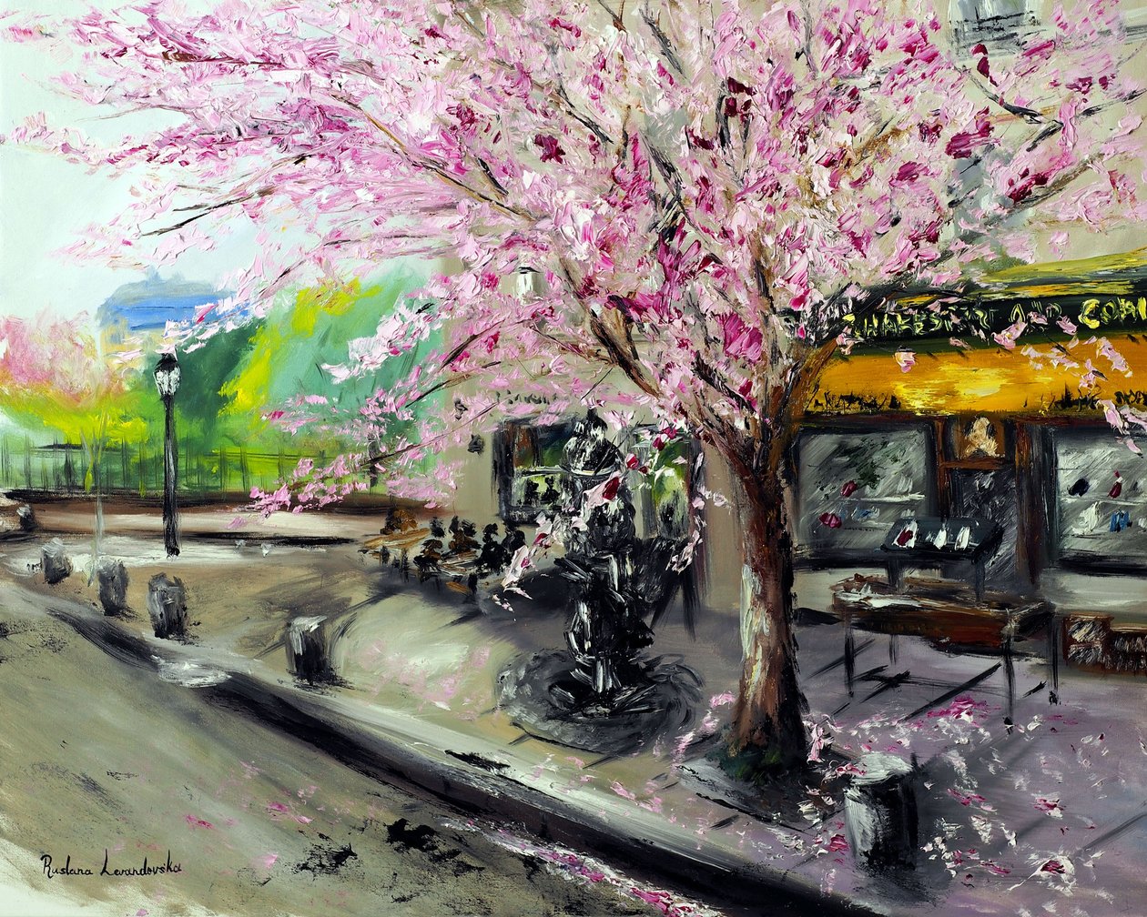 Cherry Blossoms by Shakespeare  Company Paris, 2021 (öljy kankaalle) tekijältä Ruslana Levandovska