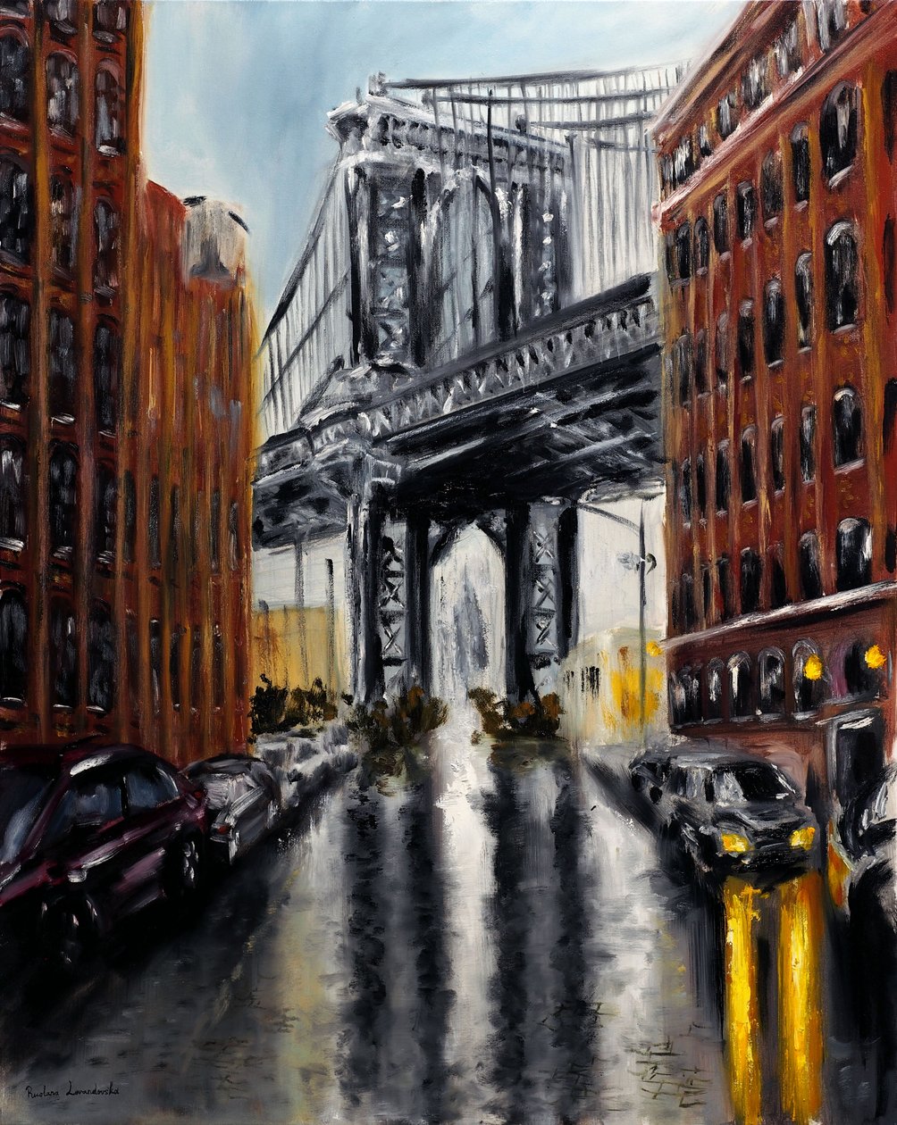 Manhattan Bridge DUMBO New York, 2021 (öljy kankaalle) tekijältä Ruslana Levandovska