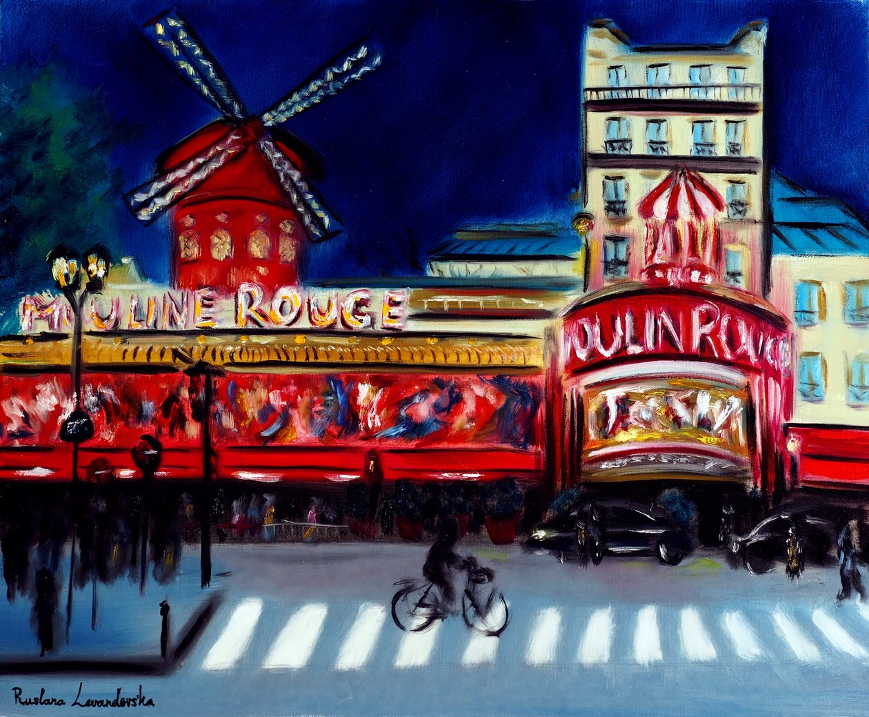 Moulin Rouge -ilta Pariisi, 2024 (öljy kankaalle) tekijältä Ruslana Levandovska