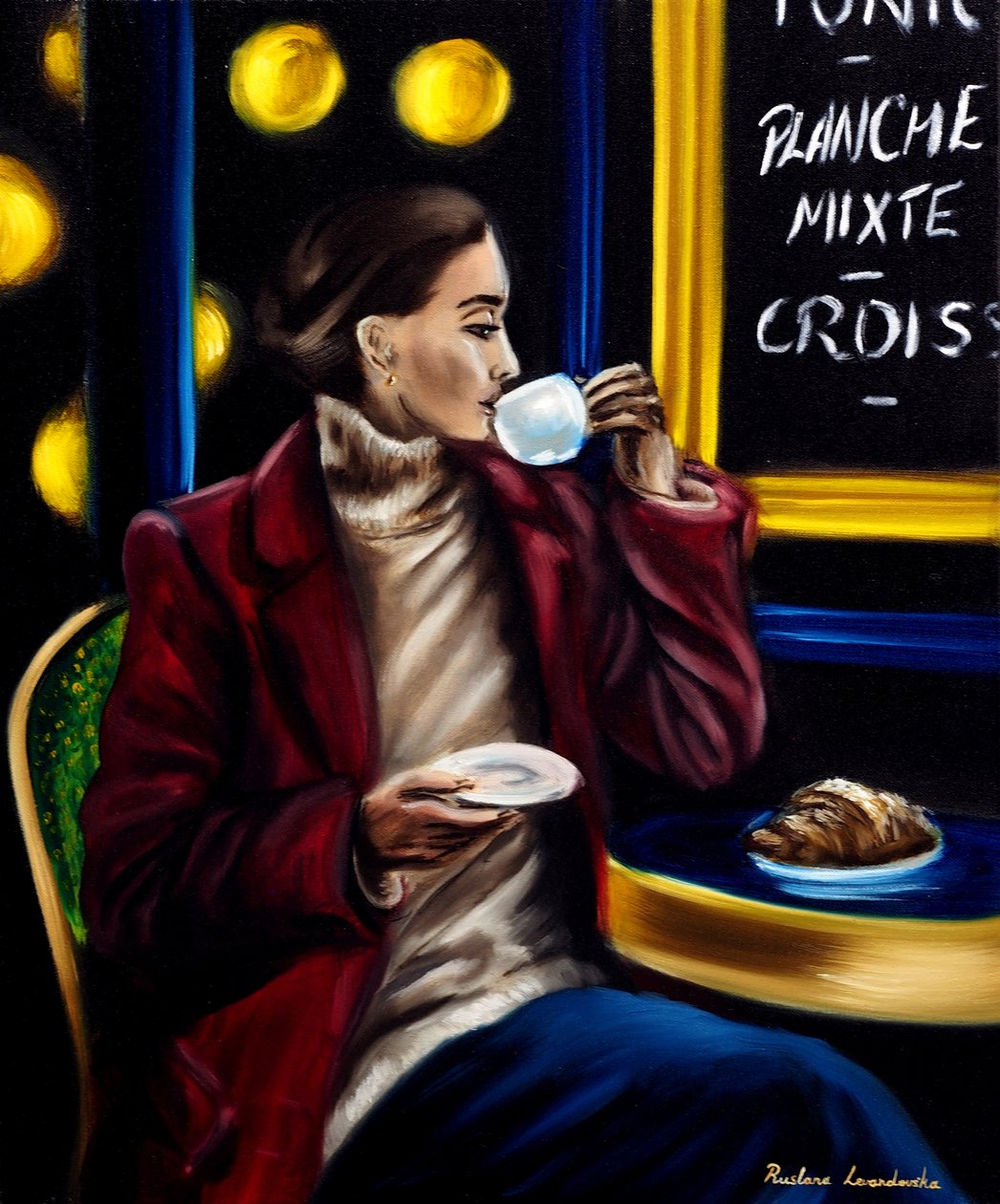 Savouring Paris, 2024 (öljyä kankaalle) tekijältä Ruslana Levandovska