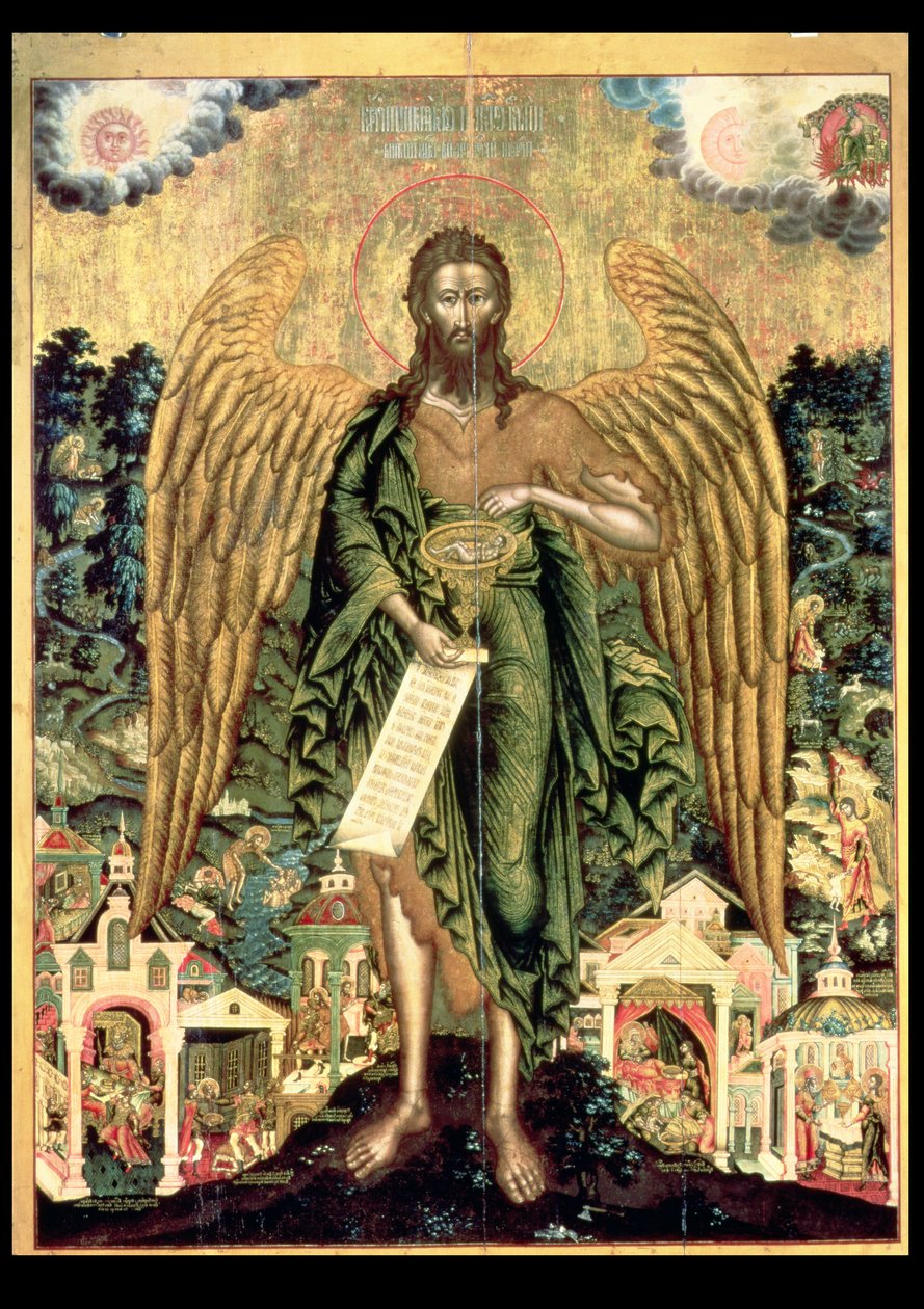 Johannes Kastaja, erämaan enkeli (tempera paneelille) tekijältä Russian School