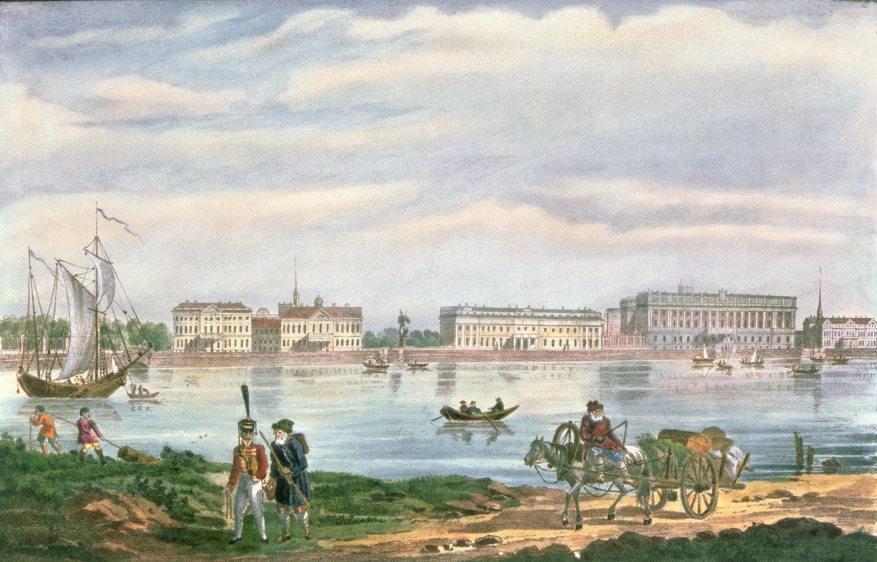 Marmoripalatsi ja Neva-ranta Pietarissa, 1822 tekijältä Russian School