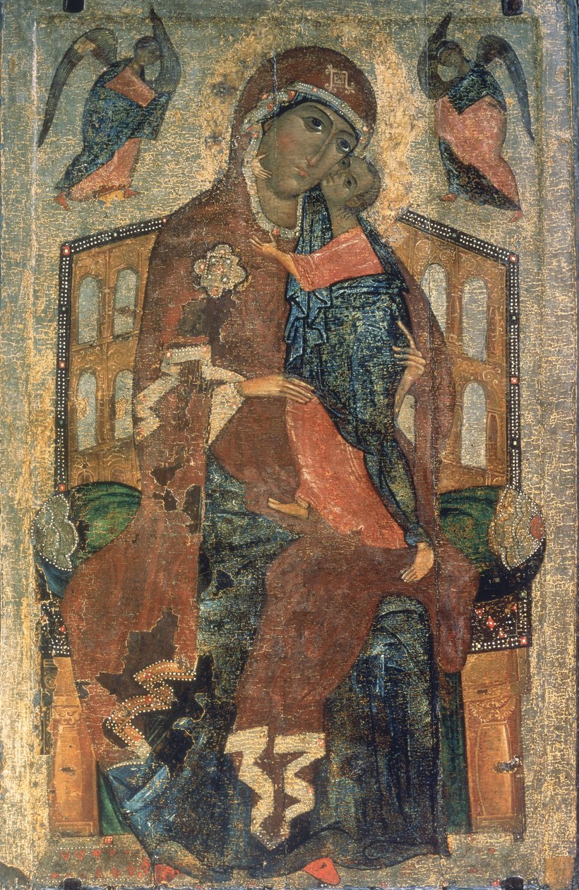 Tolgin neitsyt, Jaroslavlin koulu, 1200-luku (tempera taulussa) tekijältä Russian School