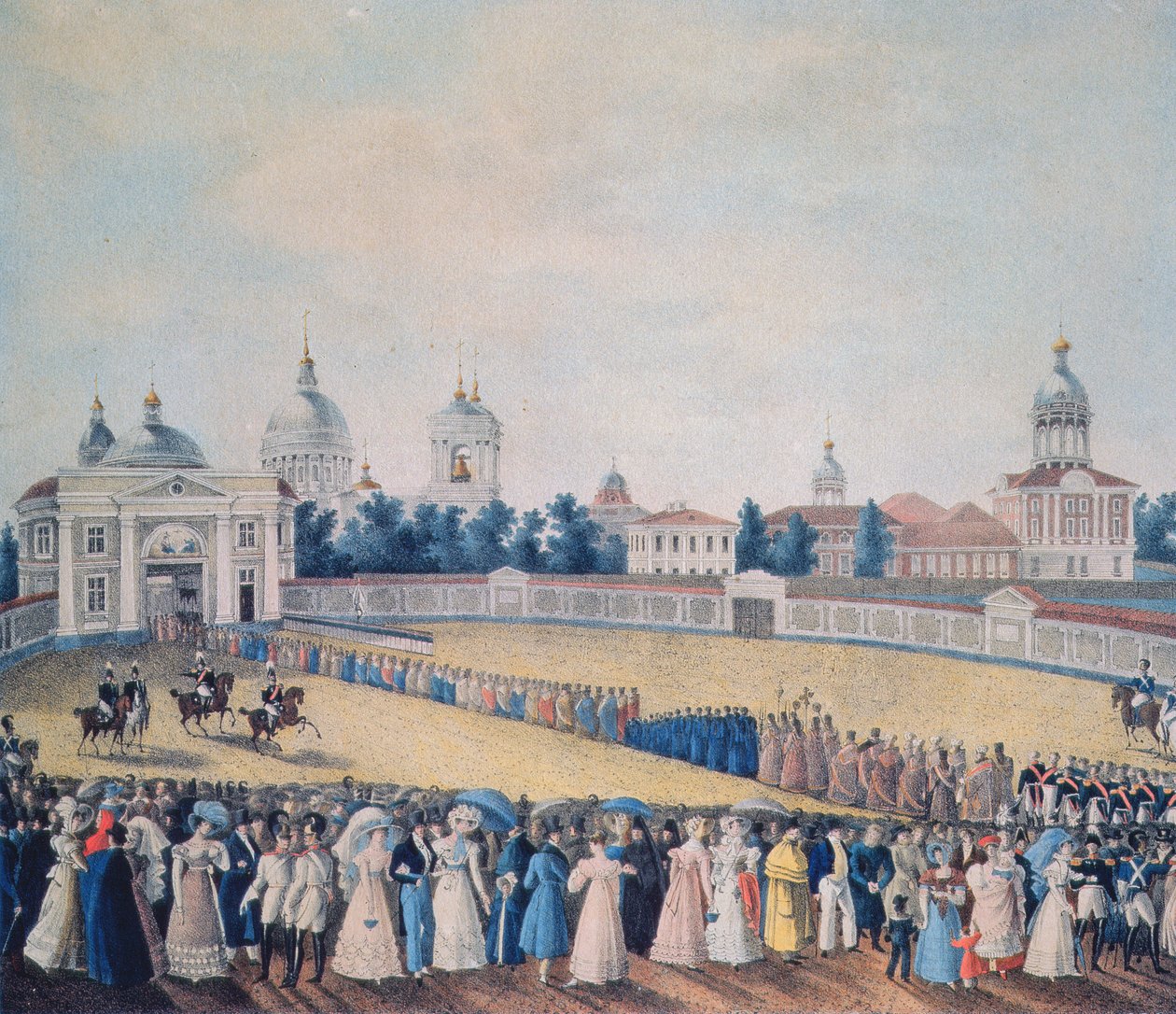 Aleksanteri I:n (1777-1825) vierailu Aleksanteri Nevskin luostarissa, 1821 tekijältä Russian School
