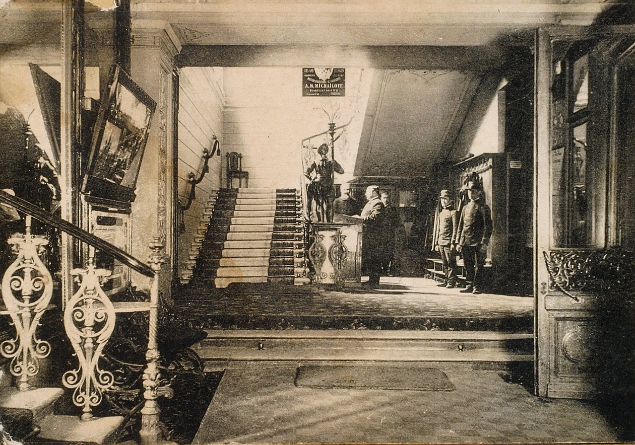 Hotelli Slavianski Bazaarin (basaari) sisätilat Moskovassa, 1900-luku (valokuva). tekijältä Russian Photographer
