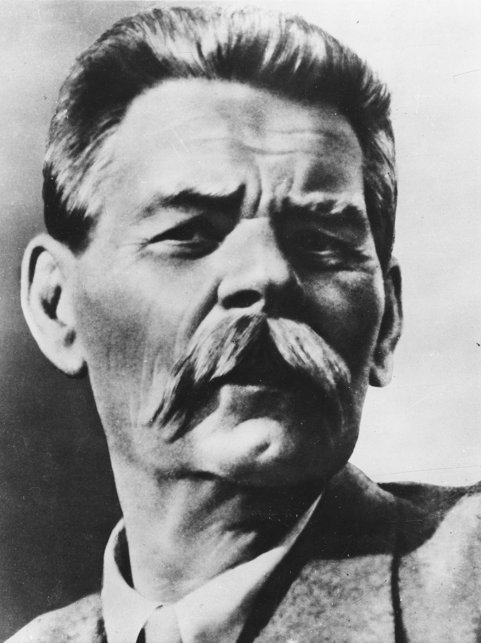 Muotokuva Aleksei Maximovitš Peshkovista, joka tunnetaan nimellä Maxim Gorki (s/w-kuva). tekijältä Russian Photographer