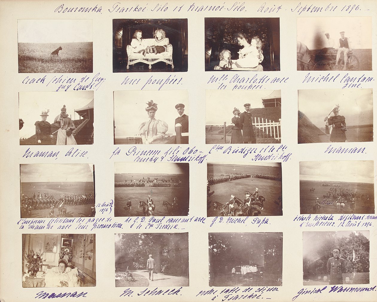 Venäjän keisarillinen perhe, sivu valokuva-albumista, n. 1897-1899 (b/w kuva) (katso myös 487673-80) tekijältä Russian Photographer
