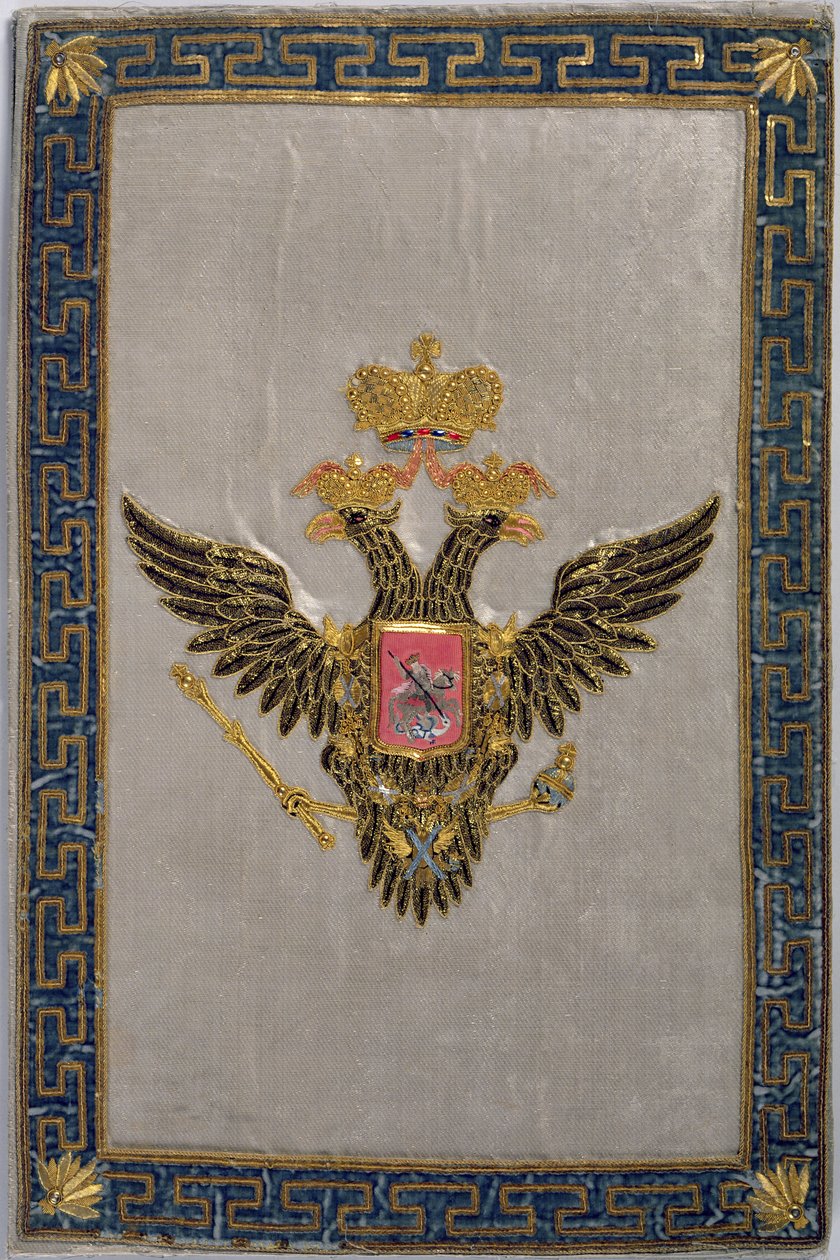 Vaakuna Venäjän keisarillisen perheen takakannessa, 1798 (kirjailtu silkki) tekijältä Russian School