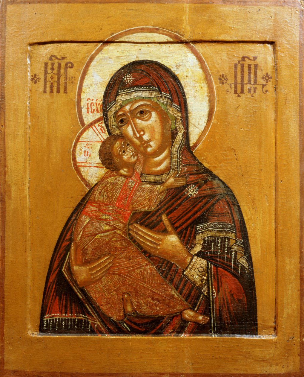 Vladimirin Jumalanäiti, ikoni Luoteis-Venäjältä, 1600-luvun loppu (tempera taulussa) tekijältä Russian School