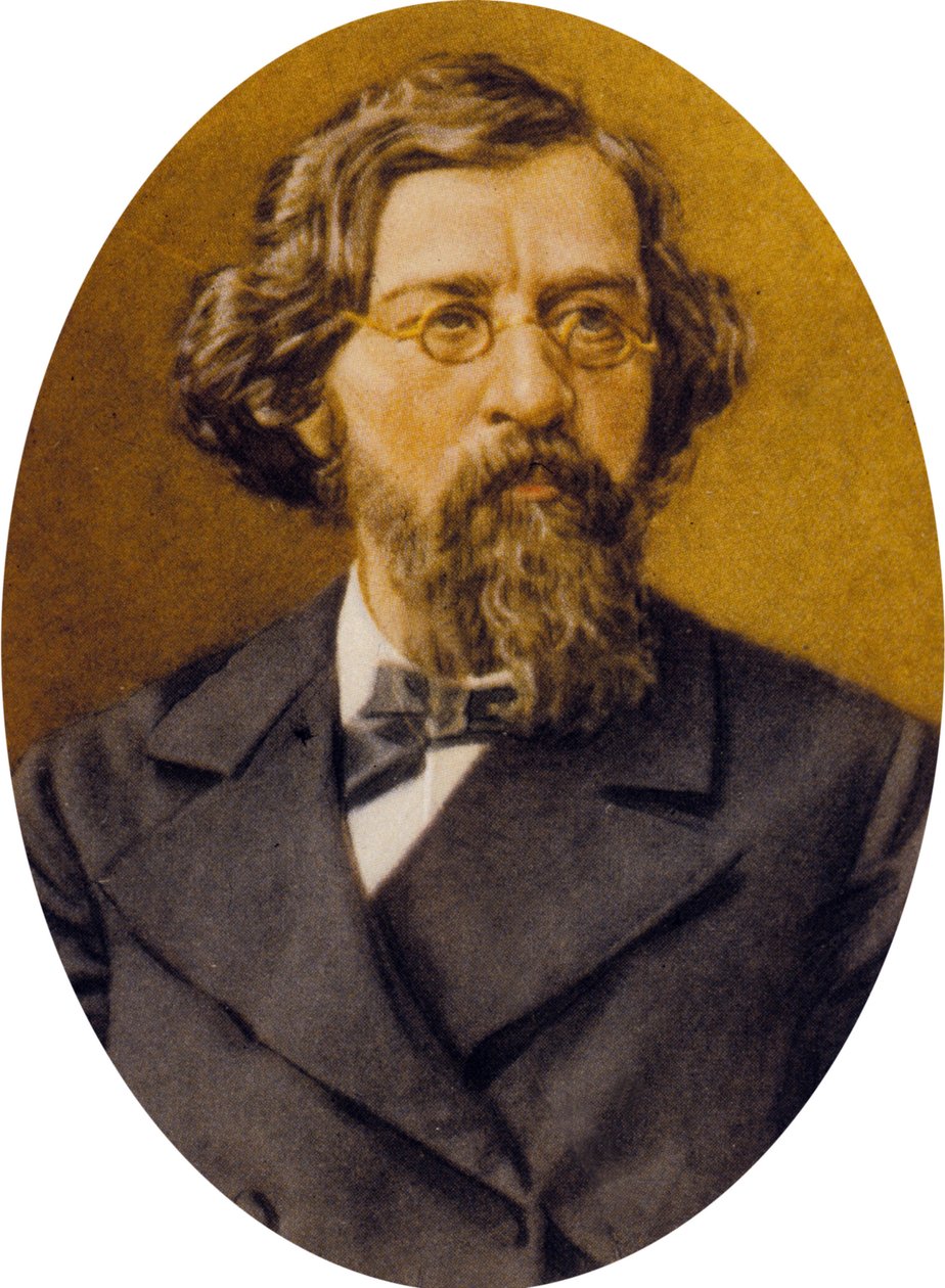 Nikolai Gavrilovich Chernychevsky (väri litho) tekijältä Russian School