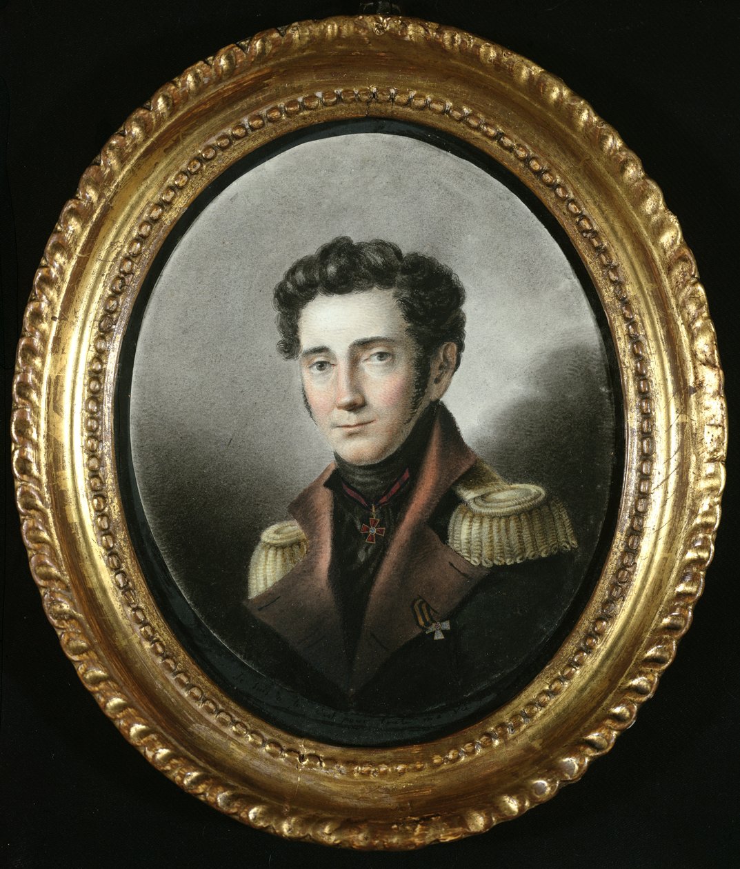 Venäläisen upseerin muotokuva, 1818 (wc paperilla) tekijältä Russian School