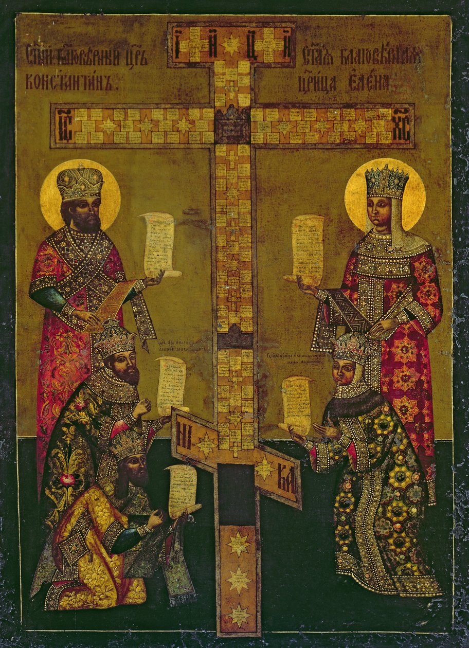 Pyhä Konstantinus ja Pyhä Helena (paneeli) tekijältä Russian School