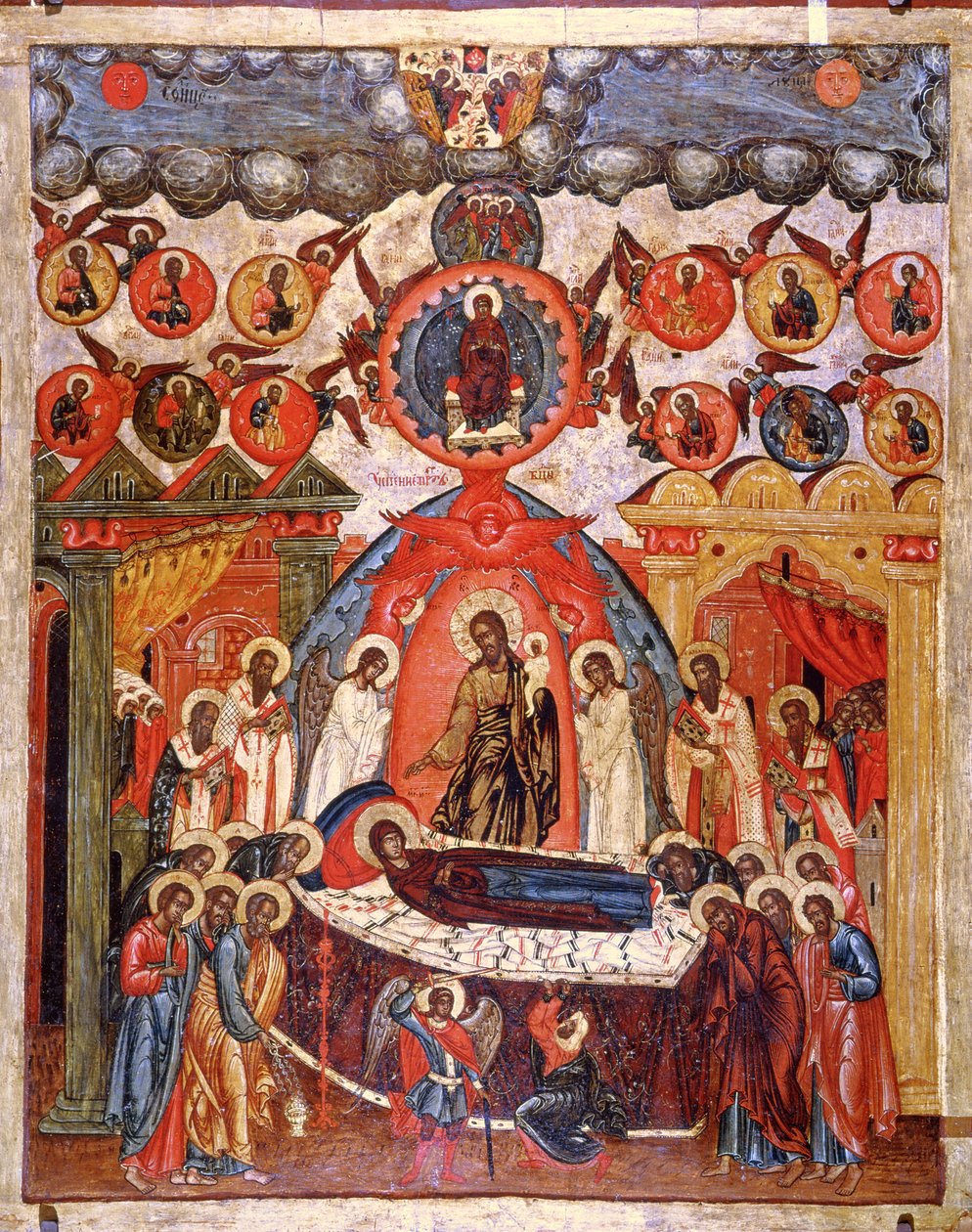 Dormition, 1700-luku (tempera taulussa) tekijältä Russian School
